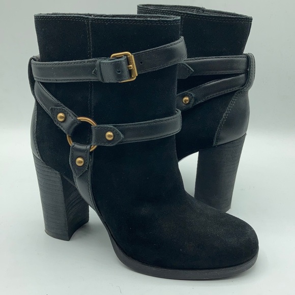 UGG Shoes - UGG Karel Black Buckle Heel Suede Boots